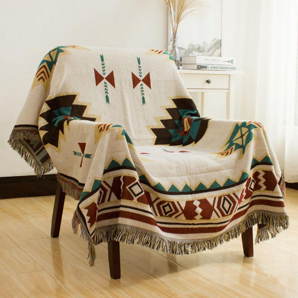 Knit Decorative Boho with Tassels Fringe Bohemian Soft Carpet Throw Blanket Sofa Mat Rug