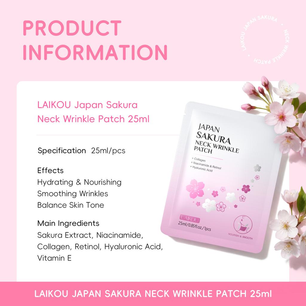 LAIKOU Japan Sakura Neck Wrinkle Patch 25ml/piece Hydrating, Moisturizing and Firming Neck Area