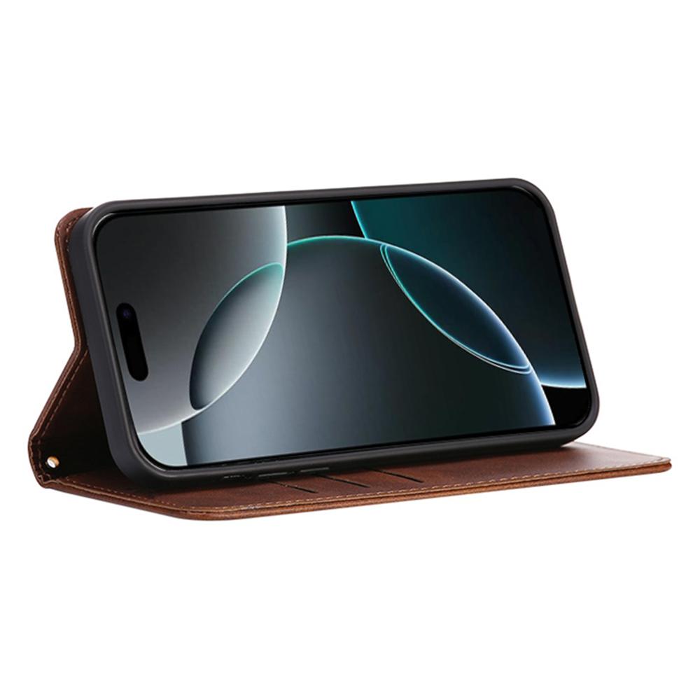 Для iPhone 14 Pro Чехол-кошелек из телячьей кожи с текстурой, чехол для телефона со скрытой магнитной застежкой