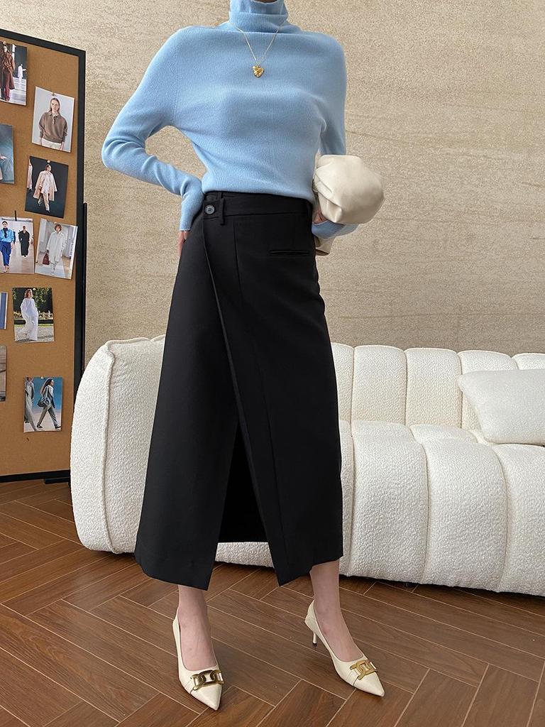 Синан Шерстяной Свитер с Высоким Воротником Универсальный Приталенный SN6661