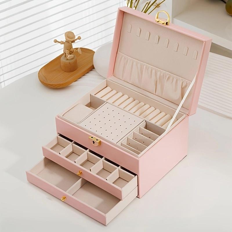 Jewelry Organizer Box, Women Jewelry Box 3 Layers with 2 Drawers, Large Jewelry Organizers Jewelry Boxes Display