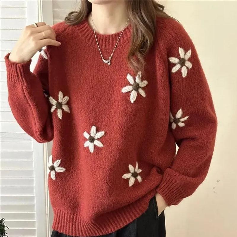 Sweater for Women Autumn Winter Thickened Pullover Warm Knitted Stretchy Long Sleeve Oversize Jumper Tops