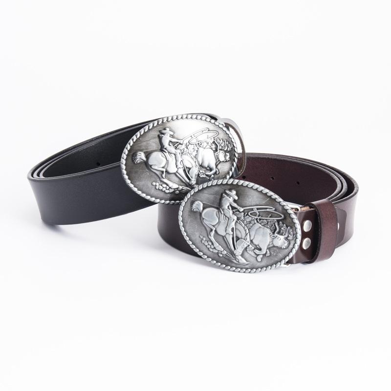 Ремень Western Denim Fashion Casual для мужчин, цельный двухслойный ремень из коровьей кожи, популярный ремень