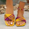 Shoes for Women Open Toe Women's Slippers Outdoor Beach Slippers Women Square Toe Mixed Colors Flat with Plus Size Sandals