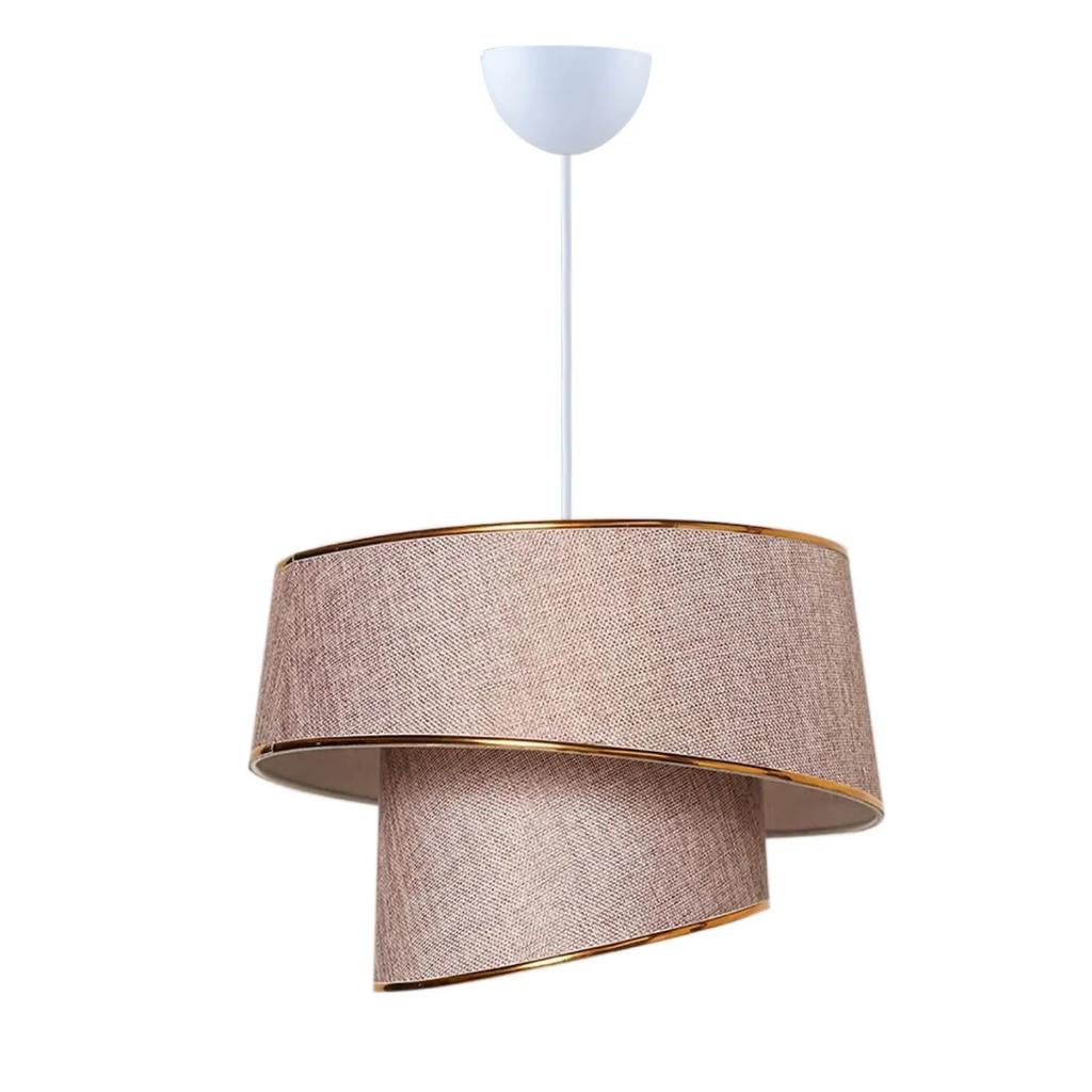 Style Asymmetric Cake Chandelier Dusty Rose Fabric Gold Strip Bedroom Living Room Pendant Lamp