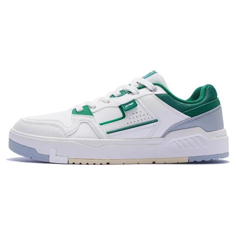 Li Ning ACE V2 Низкие кеды для скейтборда, устойчивые к скольжению и истиранию, женские, бело-зеленые, AGCS156-2