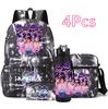 4Pcs/set Anime Cute KPop Printed Backpack with 750Ml Water Bottler for Teenager Student Girl Boy Bookbag Kid Gift Large Capacity waterproof Travel Bag
