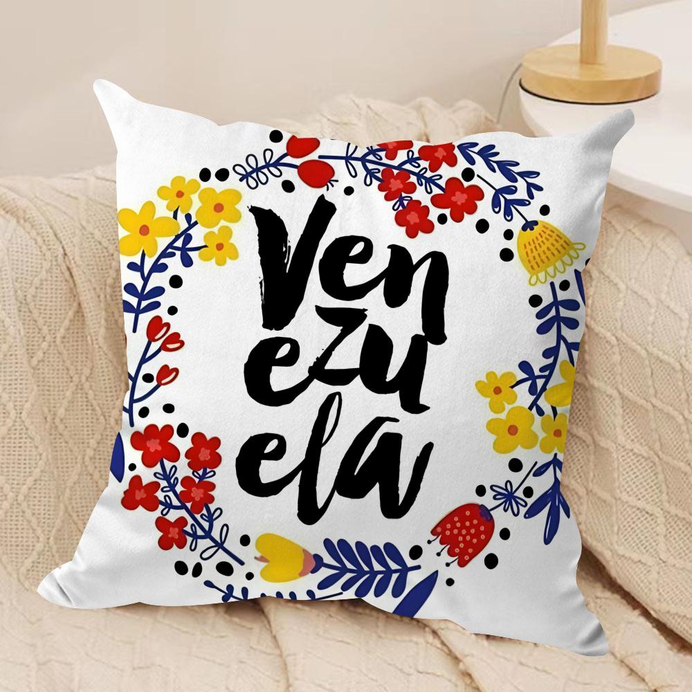 Fashion Art VVenezuela Cushion Cover Silky Short Plush Invisible Zipper Dustproof Sofa Pillow Case For Home Decor