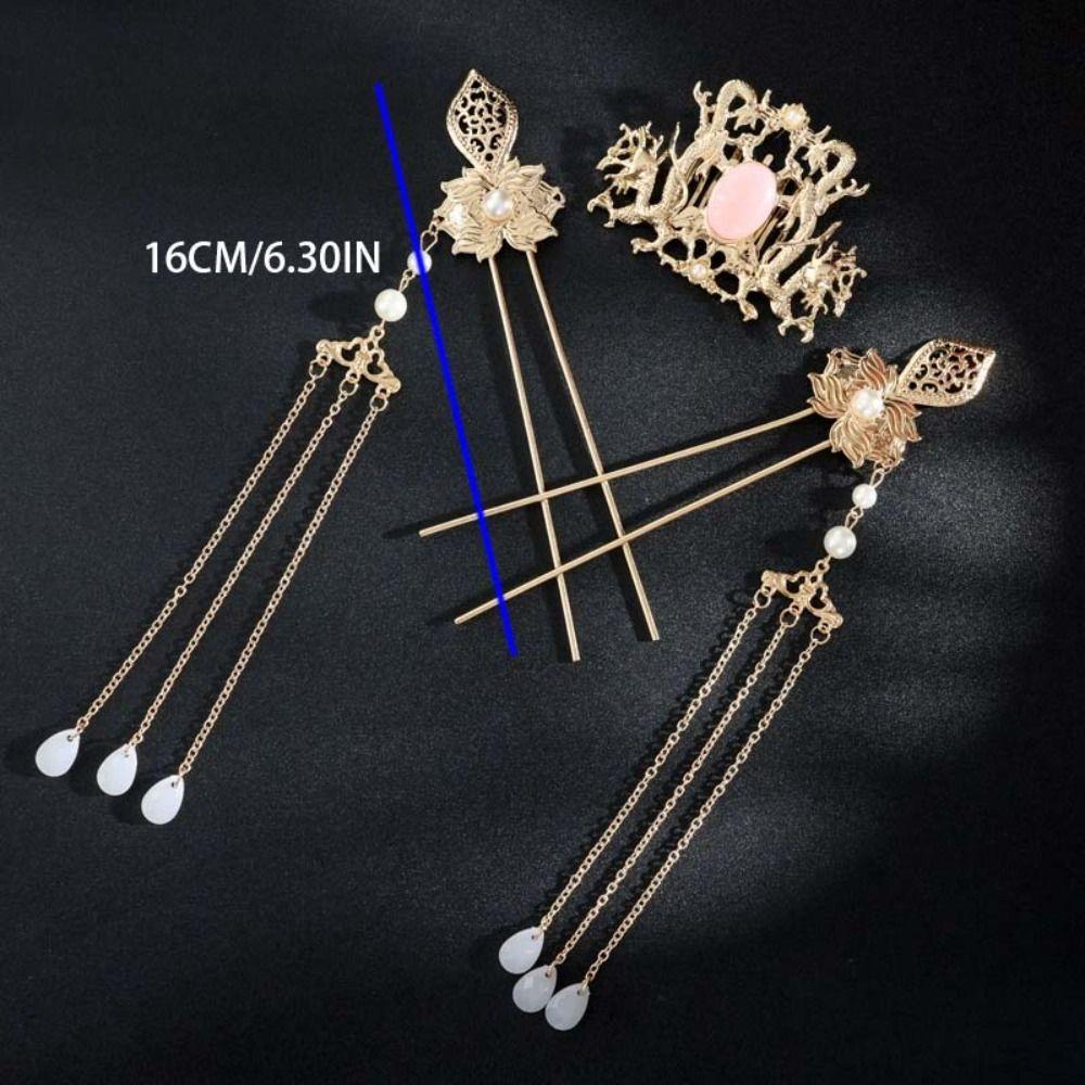 Головной убор Цветочная кисточка Шпилька для волос Жемчужина Заколка для волос в китайском стиле Ретро-ханьфу Набор для вечеринки