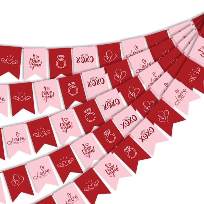 Valentine's Day Bunting Ornament Fish Tail Shape Paper Bunting Hanging Decoration For Wedding Anniversary Celebration