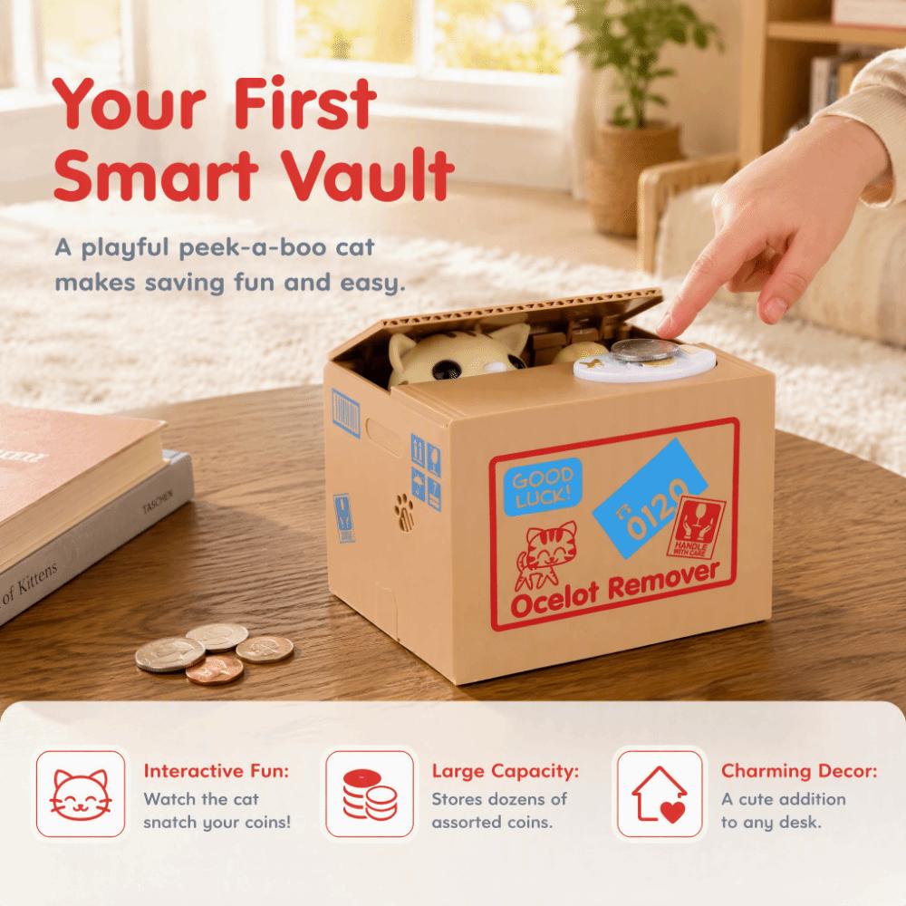 Automatic Stealing Coin Bank Coin Collection Money Saving Box Cute Cat Coin Bank Home Decor