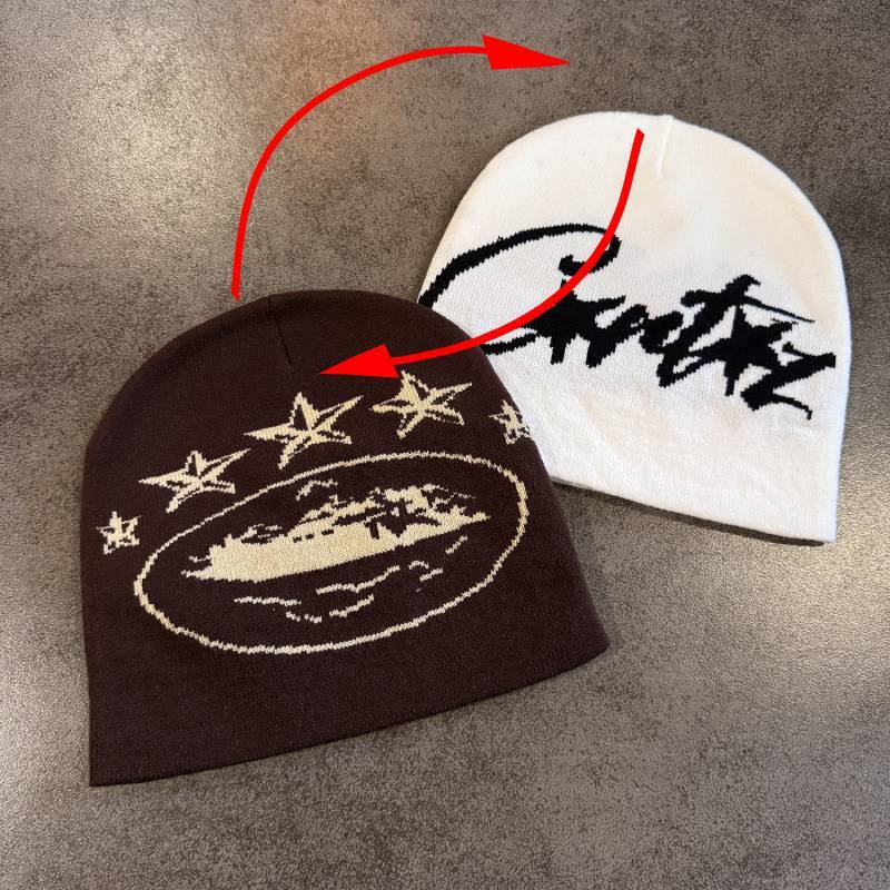 Acrylic Knitted Warm Hat Men Women Letter Print Cold Season Headgear Fall Winter