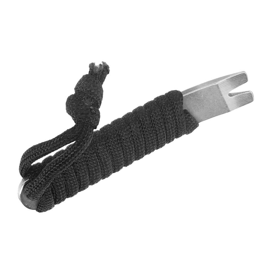 Stainless Steel Pocket Pry Bar with Paracord MultiPurpose Mini Crowbar Crank Scraper(Black )
