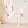 Women Plus Size Hooded Long Sleeve Floral Plaid Printed High Low Top Fitted Pants Two Piece Set