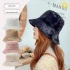Faux Fur Winter Bucket Hat for Women Girls Fuzzy Soft Warm Hat Women's Furry Rave Fisherman Cap for Casual Trips Sports Skiing