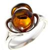Серебряное кольцо 'Вдохновение' коньячный янтарь (родий) - 12 мм
