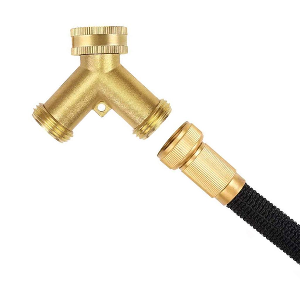 Brass Dual-Outlet Faucet Irrigation Ball Valve Adapter Garden Tap Hose Splitter Two Way Fitting 3/4 American Thread