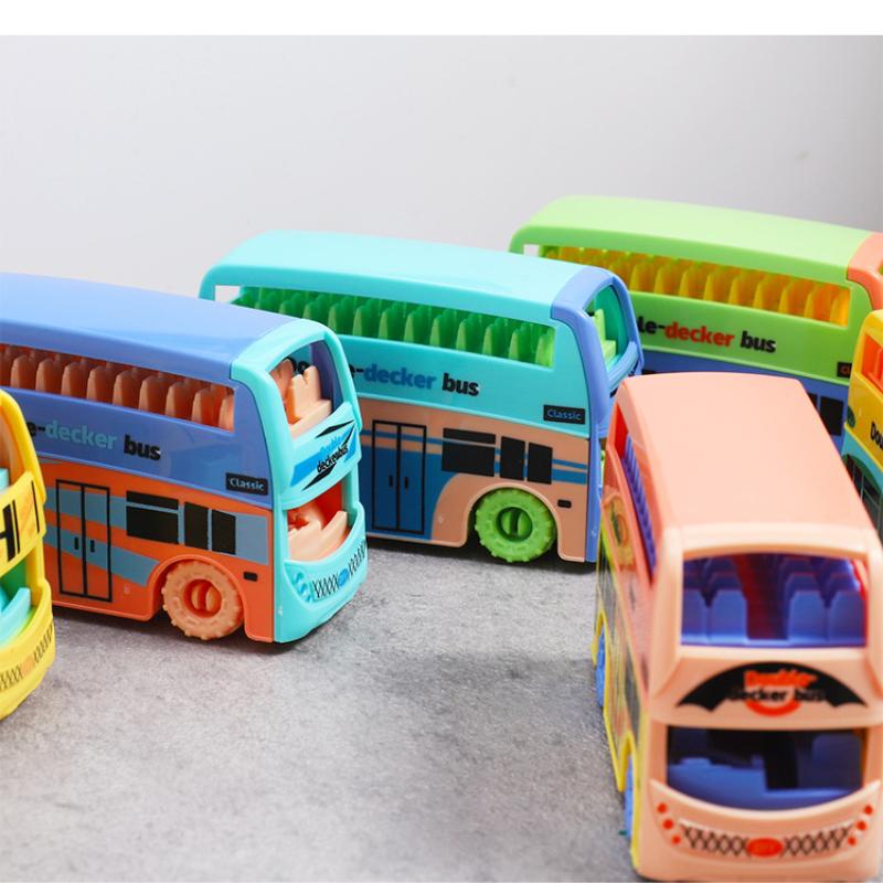 Dollhouse Mini Double  Bus Toy Colorful Model for Kids Room Play Accessories Educational Childrens Gift