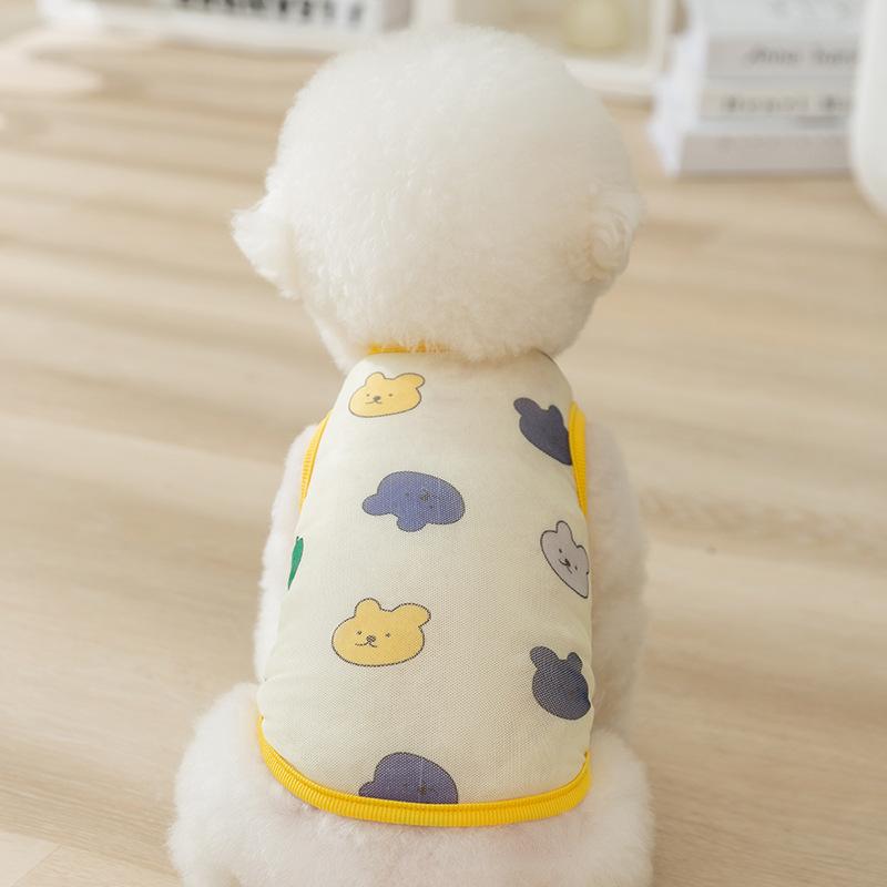 Spring and Summer Dog Cartoon Cute Colorful Small Animal Mesh Vest Medium and Small Dog Teddy Cat Pet Clothes