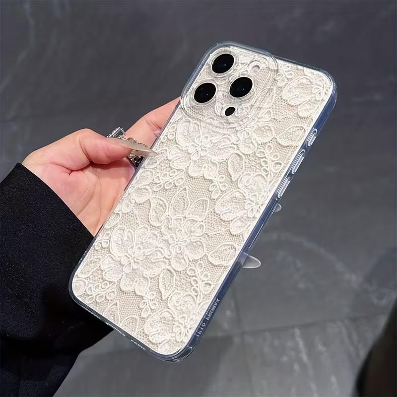 Прозрачный белый чехол для телефона с принтом кружева для Xiaomi Redmi Note 14 Pro Plus 14 13 12S 12 11 10 Pro 14C 13C 4G 5G, мягкая прозрачная накладка