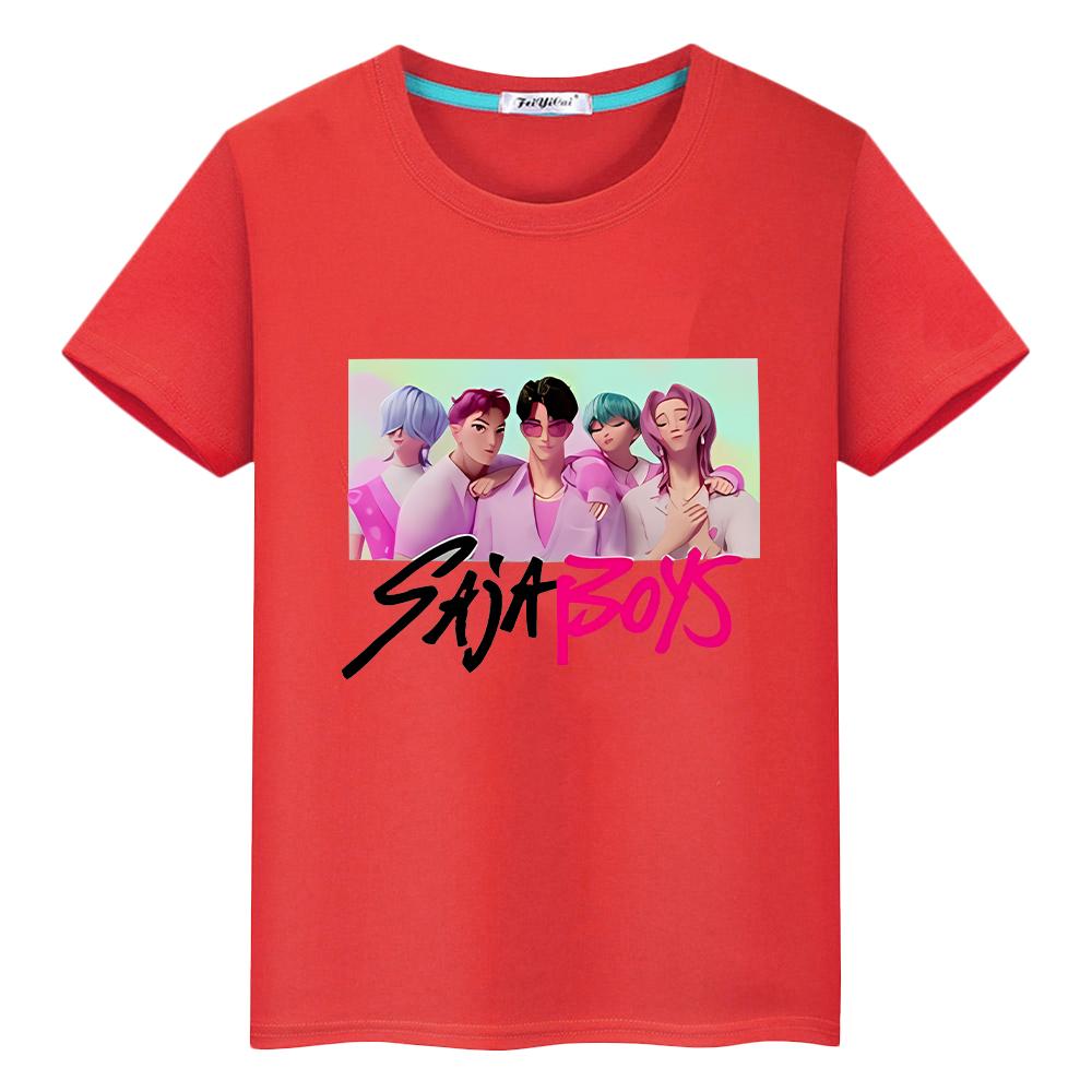 Футболка для детей мальчик 10 лет Kawaii Saja Boys принт 100% хлопок футболки аниме короткая kpop охотники на демонов милые топы одежда для девочек y2k