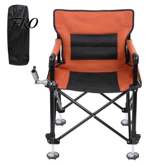 Adjustable Fishing Chair Non-slip Folding Feet Strong Load-bearing Detachable Rod Holder Optimal Positioning with Side Compact Storage Bags