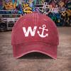 Unisex W Letter Anchor Vintage Washed Baseball Cap  Trendy Duckbill Hat for Unisex  Couples  Multiple Colors