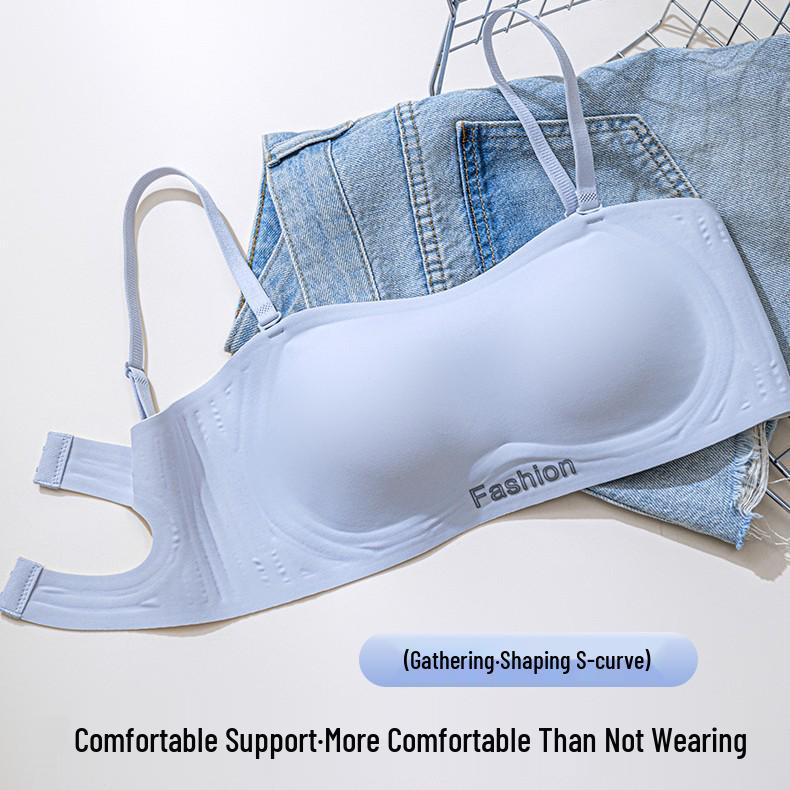 Seamless Push-Up Strapless Bandeau Bra for Women - Anti-Slip, Non-Drop, Backless Design, Enhances Small Chest