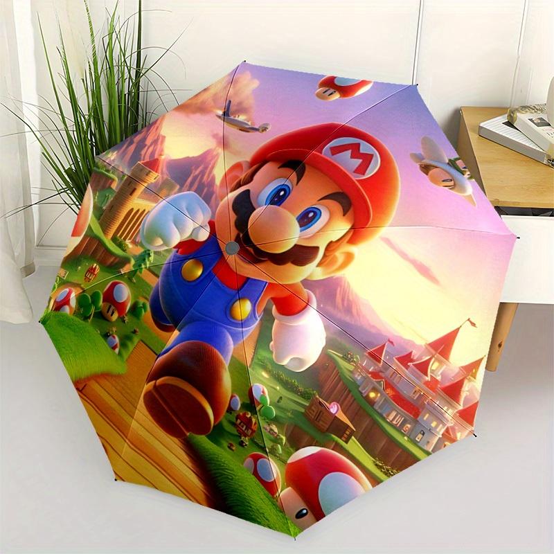 1 шт. Автоматический зонт Super Mario Bros, 8-спицевая конструкция, компактный, для путешествий на открытом воздухе, идеальный подарок на Хэллоуин, Рождество для друзей или семьи yy2508291