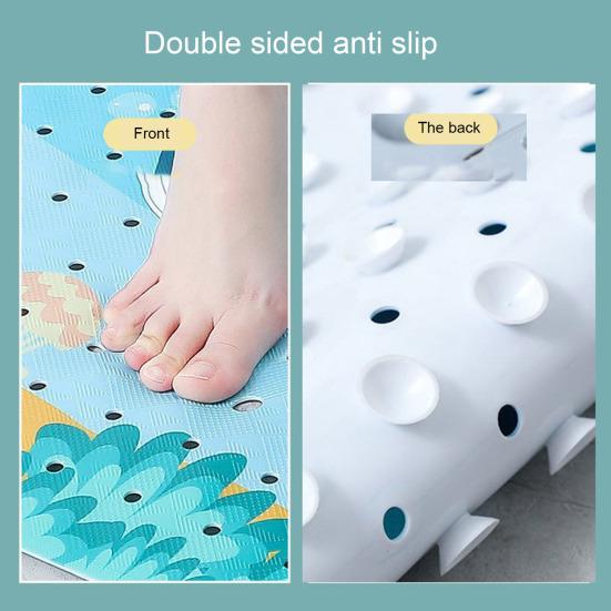 Коврик для ванной с изображением морских животных из мультфильма 100x40 см, с присоской и сливными отверстиями, прямоугольный, из ПВХ, нескользящий, можно стирать в стиральной машине