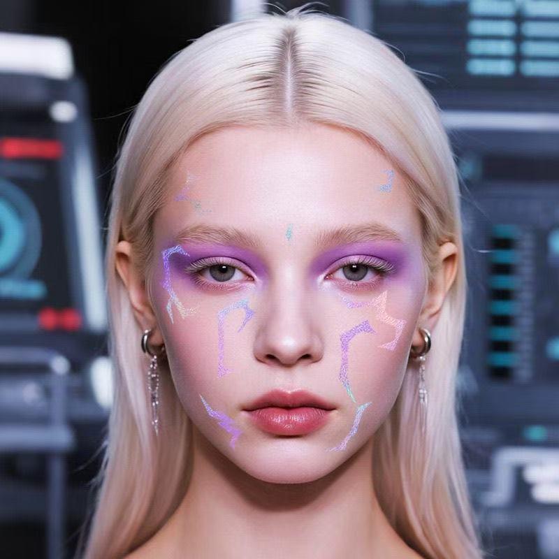 Аниме Хантер Хэллоуин Косплей Костюм Временная Татуировка Фиолетовая и Лазерная Разноцветная Полосатая Татуировка Лазерный Набор из 5 Штук