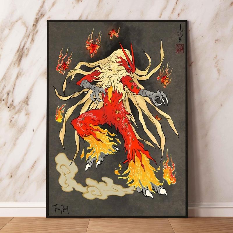 Lugia Ho-Oh Pokemon Unframed Canvas Painting Comic Themed Anime Wall Decor  Unique Collection Enhance Your Living Space