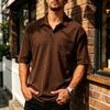 Men T-shirt with Buttons Golf Shirt Short Sleeve Collared T-Shirt Summer Tee
