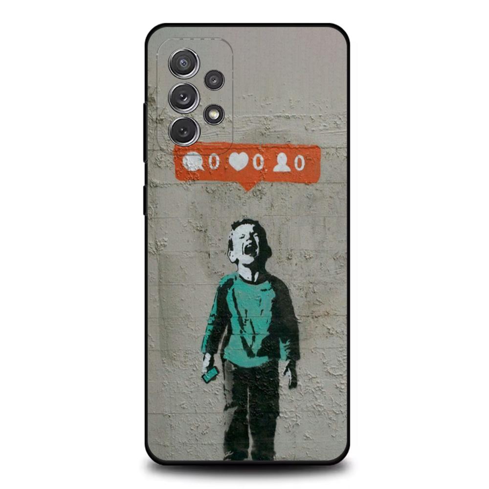 Чехол для телефона Street Art Banksy Graffiti для Samsung S25, S24, S21, S22, S23, S30, Ultra, S20, Plus, Fe, Lite, Note, 10, 9, 5G Черный