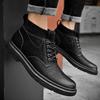 Модная мужская обувь с круглым носком, высоким верхом, из кожи, роскошного качества, минималистичного дизайна, для отдыха, бизнеса, офиса, осенне-зимние ботинки