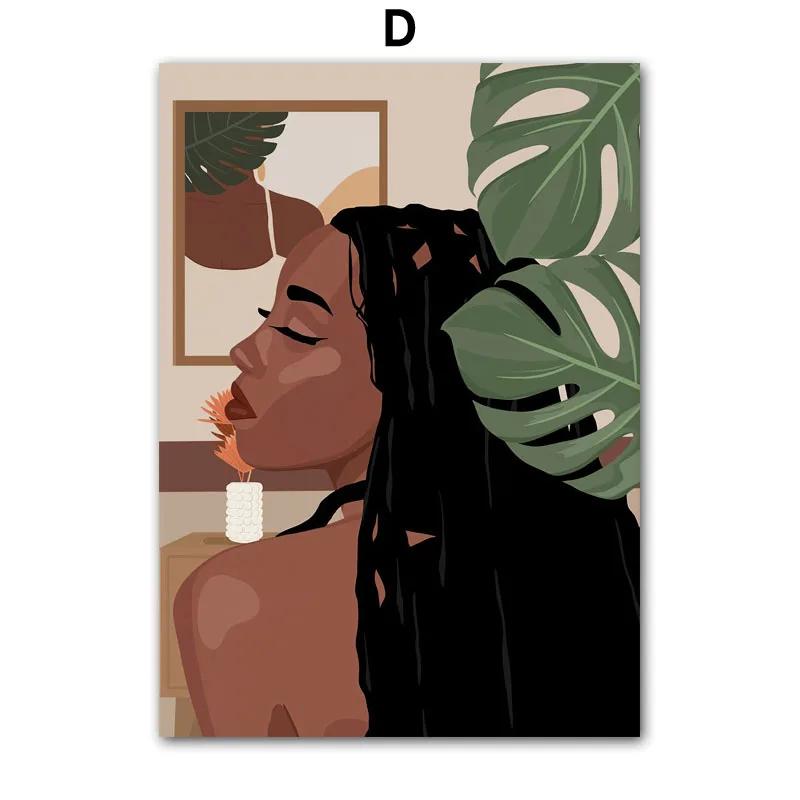 Fashion Black Woman Girl Beautiful Gold Ring Necklace Nordic Posters And Prints Canvas Painting Wall Art Living Room Home Decor