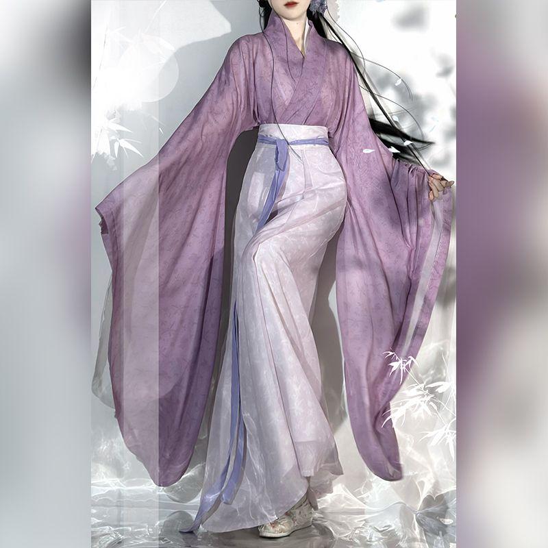 Китайские женские топы и юбки в стиле династии Вэй и Цзинь Ханфу, женские костюмы с широкими рукавами