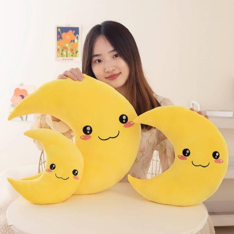 Whimsical Moon Pillow For Kids Premium Plush Stuffed Cushion With Soft Pp Cotton Filling For Cozy Snuggles