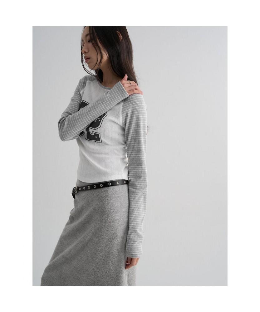8SECONDS Numbering Color Block T-Shirt Gray