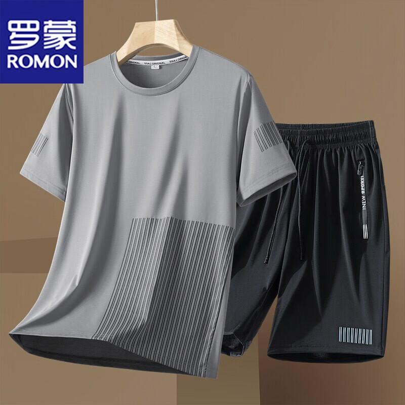 ROMON Men's Ice-Feel Breathable Summer Two-Piece Set