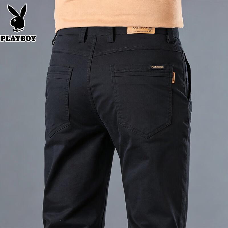 Playboy Men's Casual Slim Fit Straight Leg Trousers