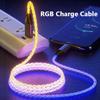 Кабель Type C RGB с цветной подсветкой PD Кабель PD 66 Вт USB Светящийся кабель Разноцветный RGB USB-кабель