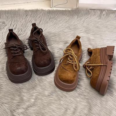 Ретро мода повседневные универсальные туфли с большой головой женские весна 2025 новая верхняя одежда на толстой подошве с увеличением роста легкие лоферы