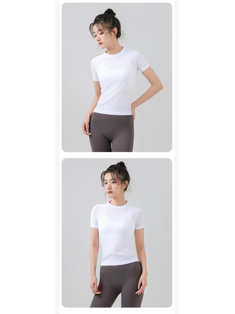Женские быстросохнущие облегающие леггинсы для йоги и спортивный топ с короткими рукавами