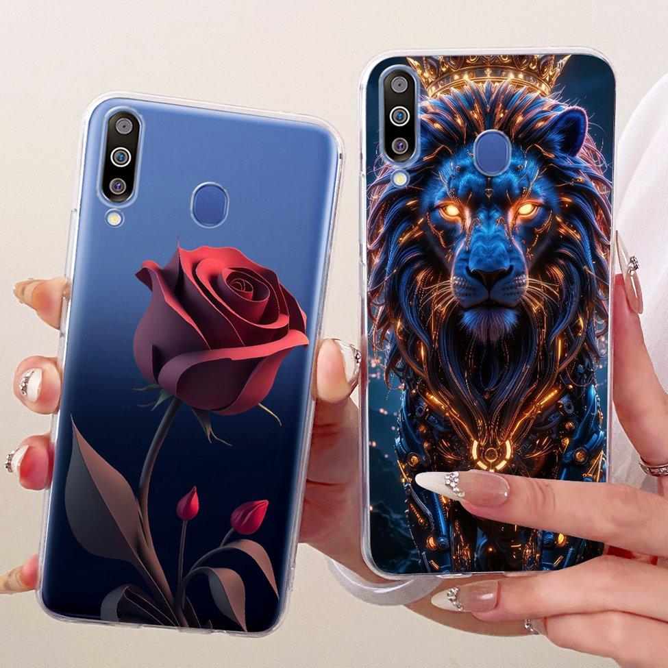 For Samsung A40S Case Transparent Cute Cat Fashion Butterfly Funny Painted Casing For Samsung Galaxy A40S Cover SM-A3050
