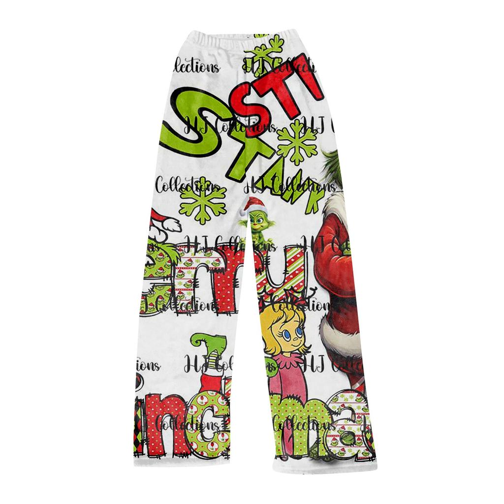 Women's Fashion Casual Christmas Printed Pants Plush Casual Pants