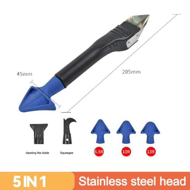 Silicone Scraper Glue Remover Knife Angle Beauty Crevice Spatula Tool Grout Scraper Kit 5in1 Multifunction Coner Caulking Tool