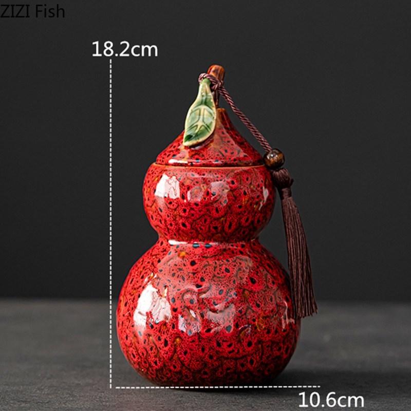 Керамические банки для чая в форме тыквы, герметичные банки, переносные банки для хранения зеленого чая пуэр, аксессуары для китайских чайных сервизов, небольшие подарочные коробки для чая