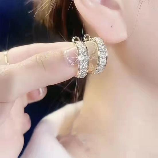 1 пара серег Huggie, декор со стразами, C-образные серьги-кольца, украшения для ушей, ювелирные изделия, антиаллергенные полированные