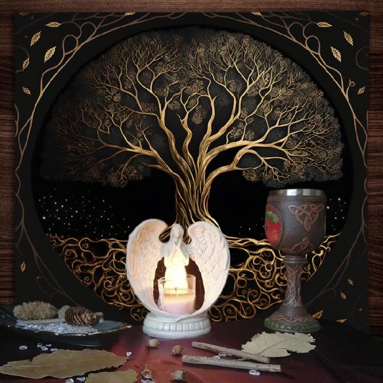 Алтарная скатерть Гобелен Древо Жизни Скатерть Ритуальная Духовная Ткань для Стола Таро